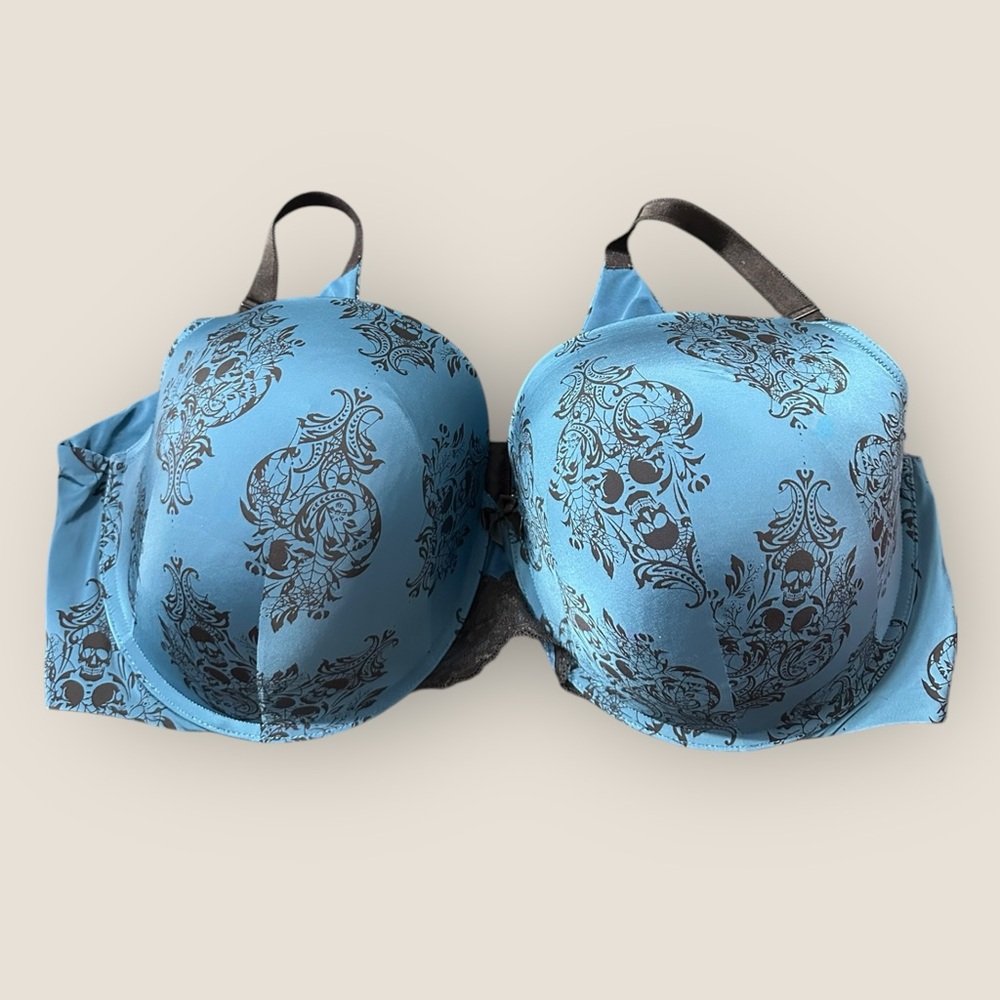 Torrid Blue and Black Skull Patterned Bra